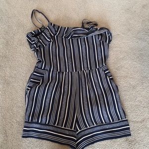 Ann Taylor LOFT Navy and White Stripe Romper